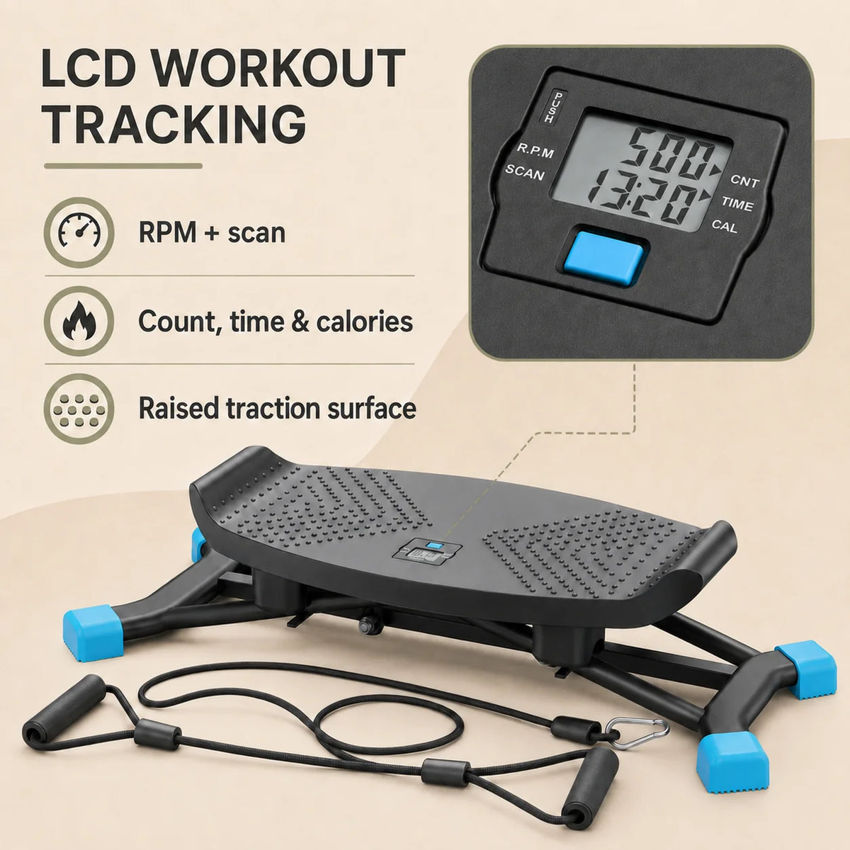 Slide Stepper Ski-Style Resistance Bands 440 Lb Capacity