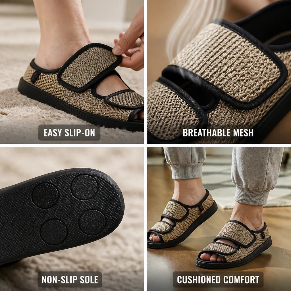 Slippers Pressure-Relief Breathable Mesh & Cushioned