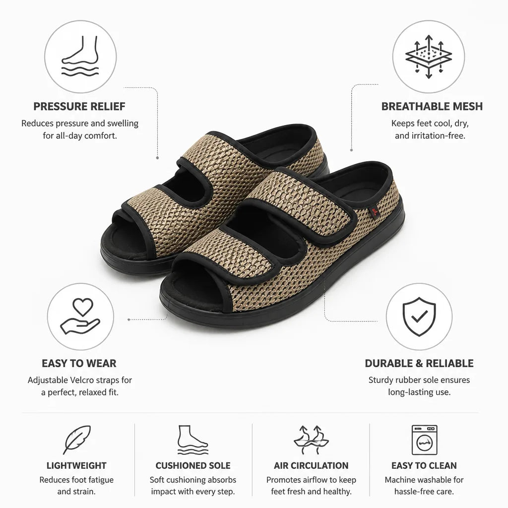 Slippers Pressure-Relief Breathable Mesh & Cushioned