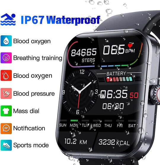 Smart Fitness Watch HD Touchscreen Activity & Sleep Tracking