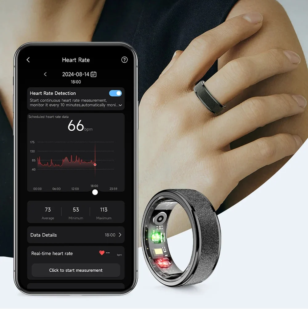 Smart Ring Heart & Sleep Monitor 5ATM Waterproof