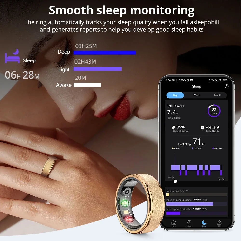 Smart Ring Heart & Sleep Monitor 5ATM Waterproof