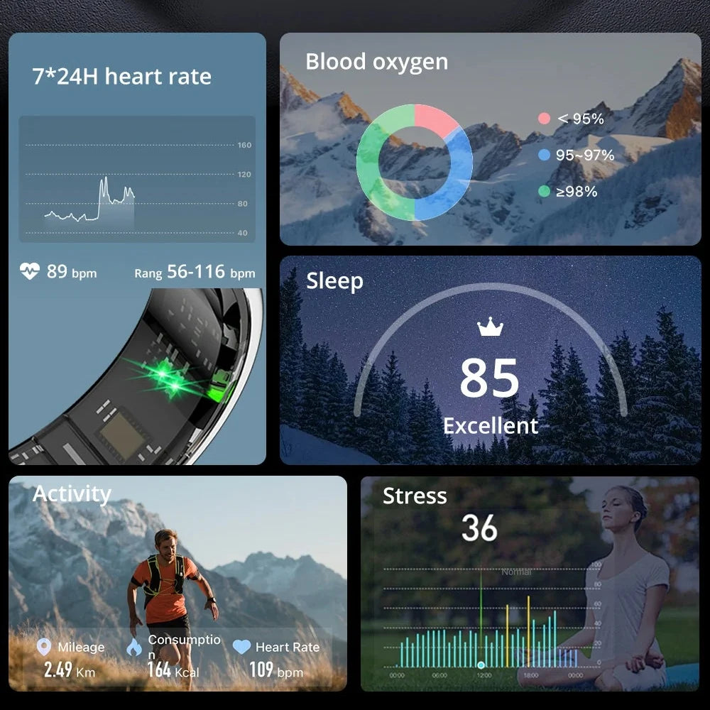 Smart Ring OLED Display Heart Rate & SpO2