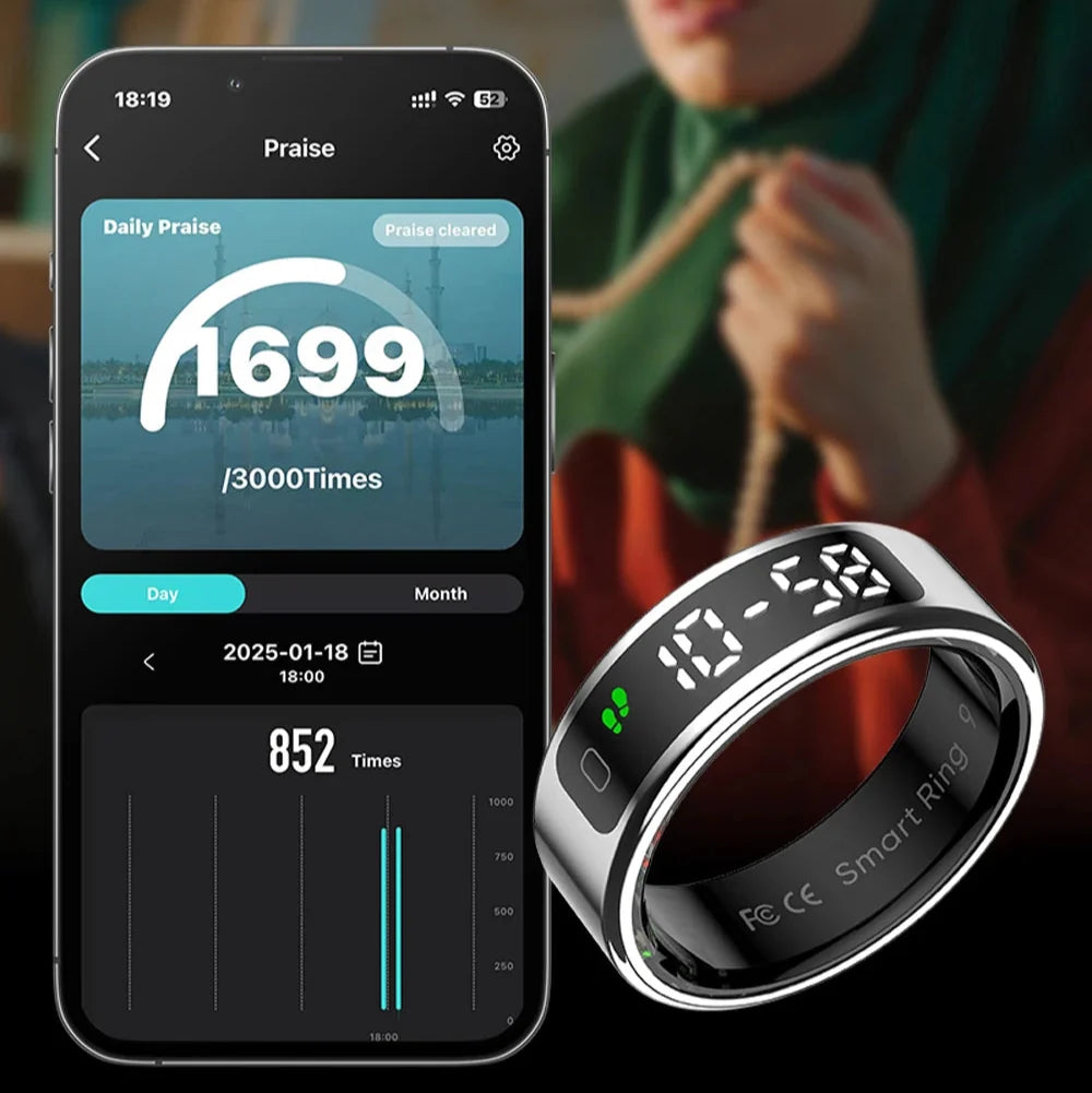 Smart Ring OLED Display Heart Rate & SpO2