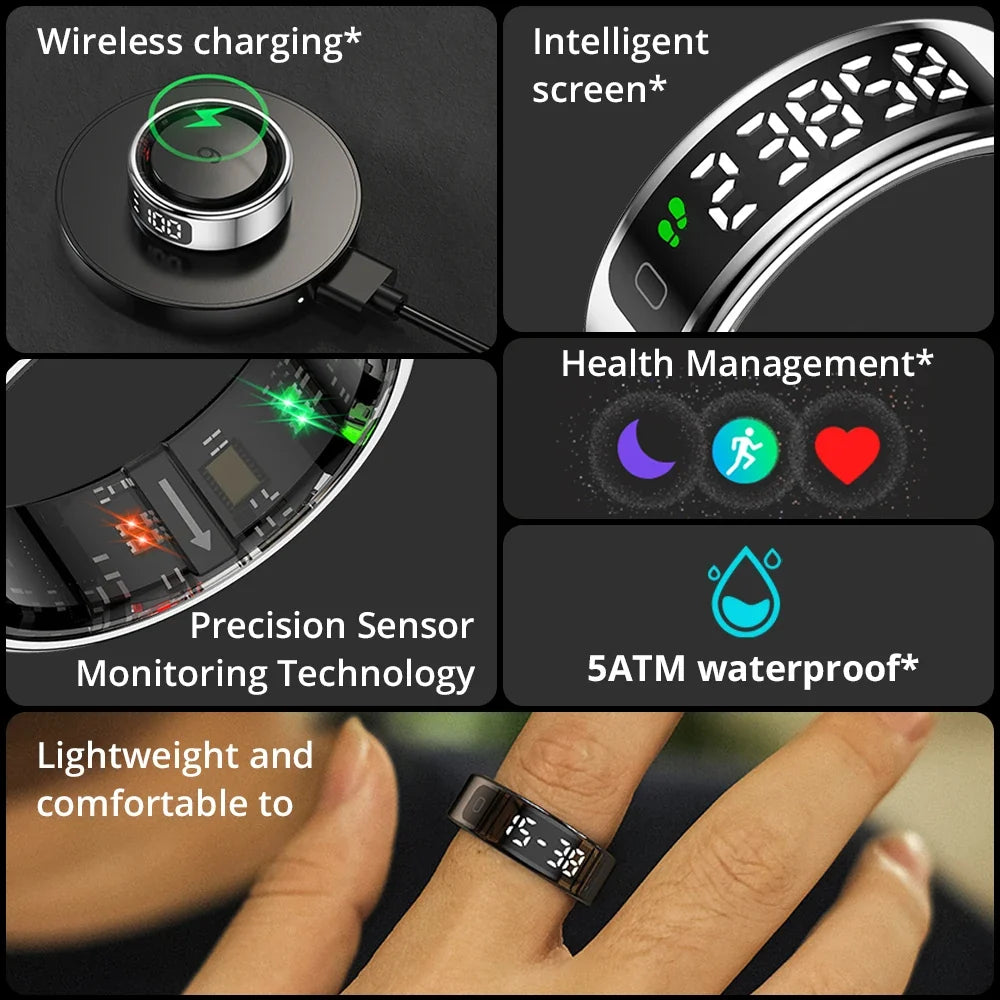 Smart Ring OLED Display Heart Rate & SpO2
