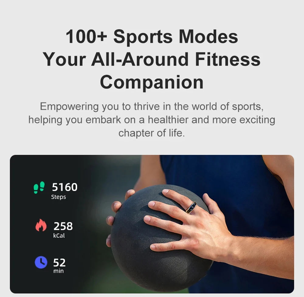 Smart Ring Rotating Spinner & Heart Rate Tracking 60-Day Battery