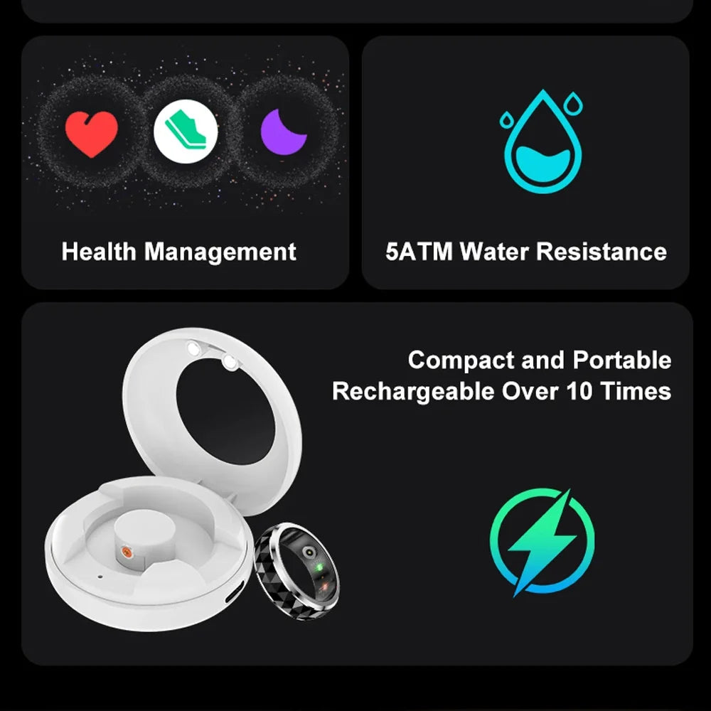 Smart Ring Rotating Spinner & Heart Rate Tracking 60-Day Battery