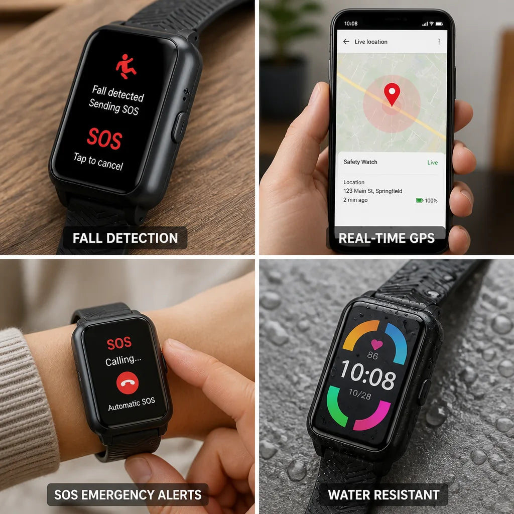 Smartwatch Fall Detection & SOS Alerts Real-Time GPS