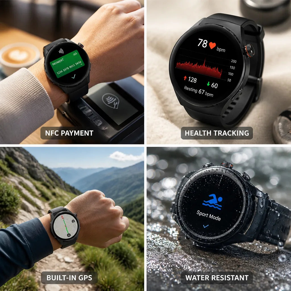 Smartwatch NFC Payment GPS Health Tracking