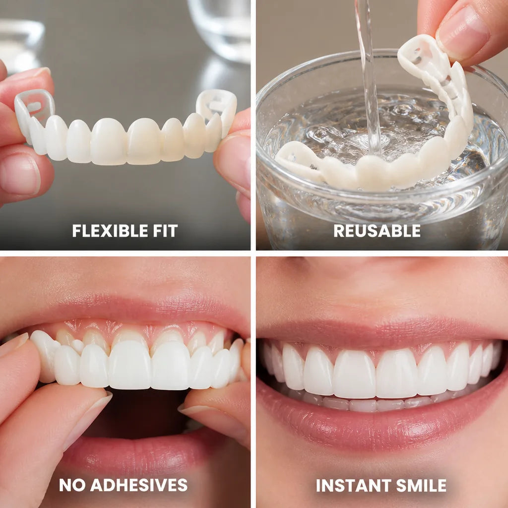 Snap-On Dentures Heat-Fit Flexible Reusable