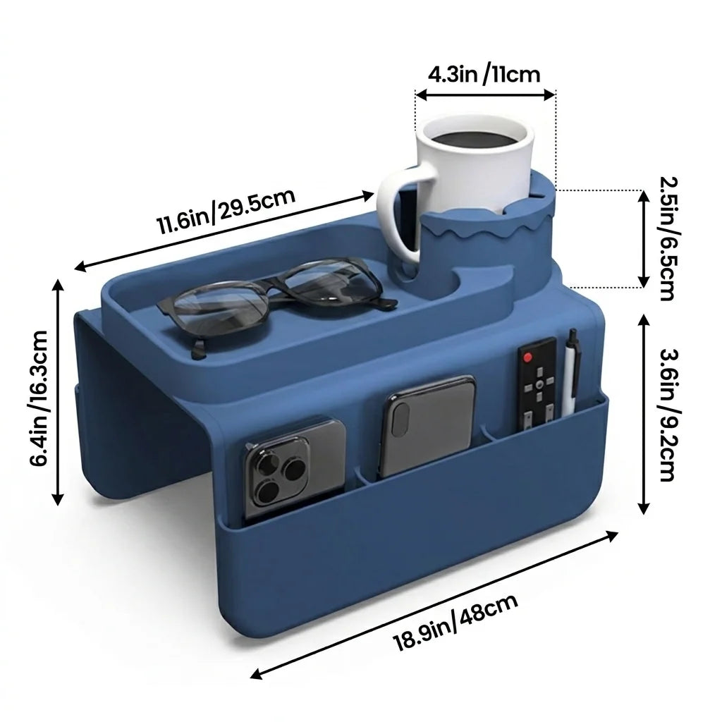 Sofa Arm Organizer Cup Holder & Multi-Compartment