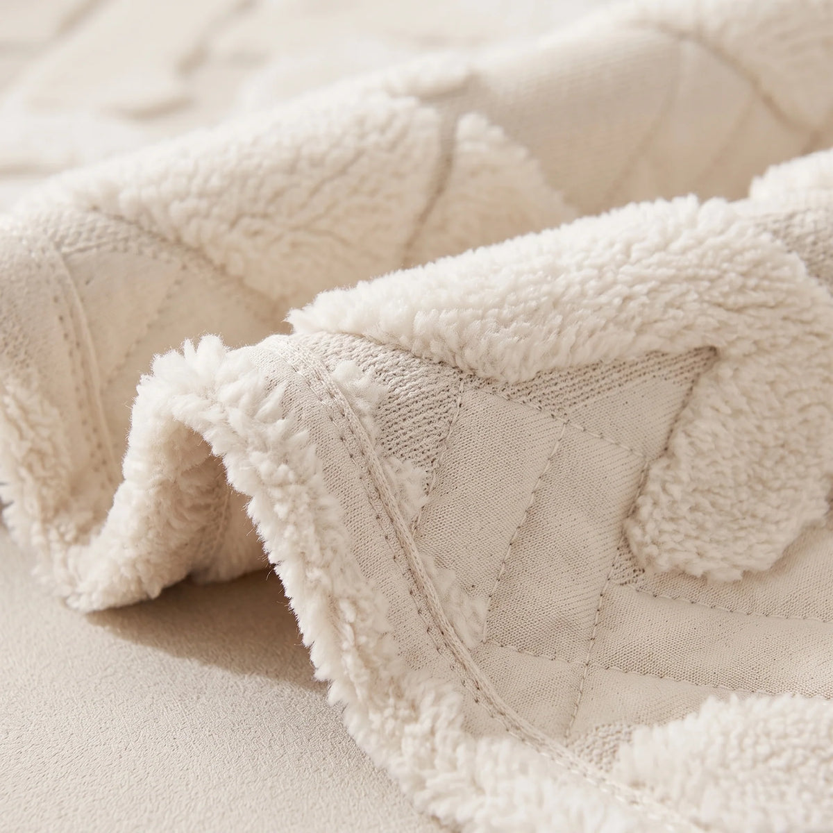 Sofa Cover Geometric Jacquard Plush Anti-Slip & Stretch Fit