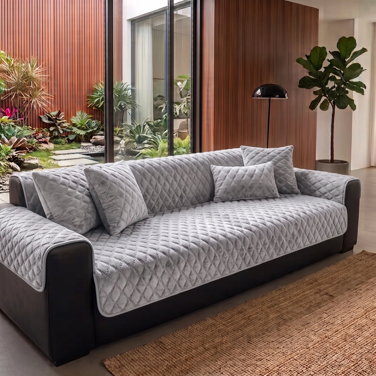 Sofa Cover Panel Quilted Plush Non-Slip Backing