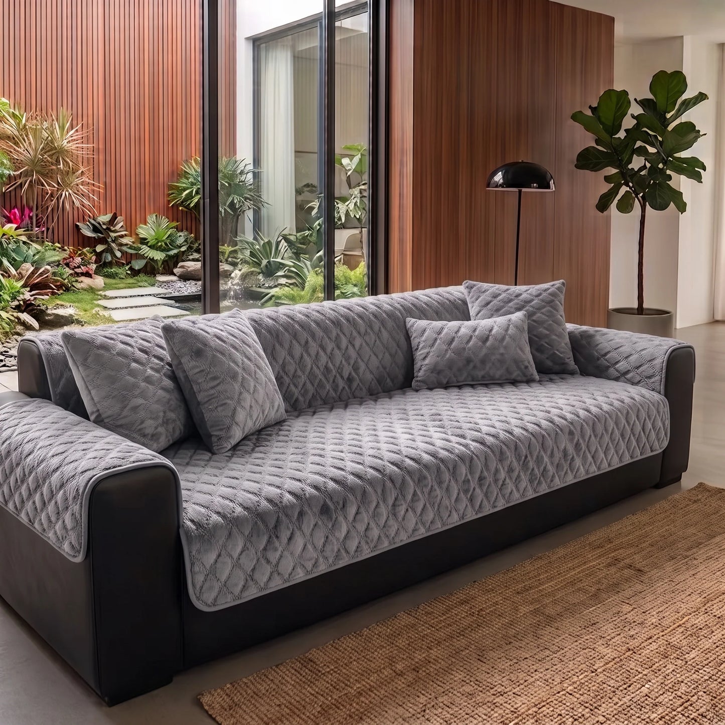 Sofa Cover Panel Quilted Plush Non-Slip Backing