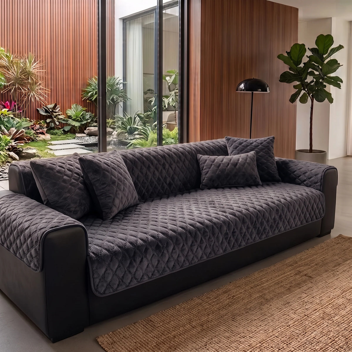 Sofa Cover Panel Quilted Plush Non-Slip Backing