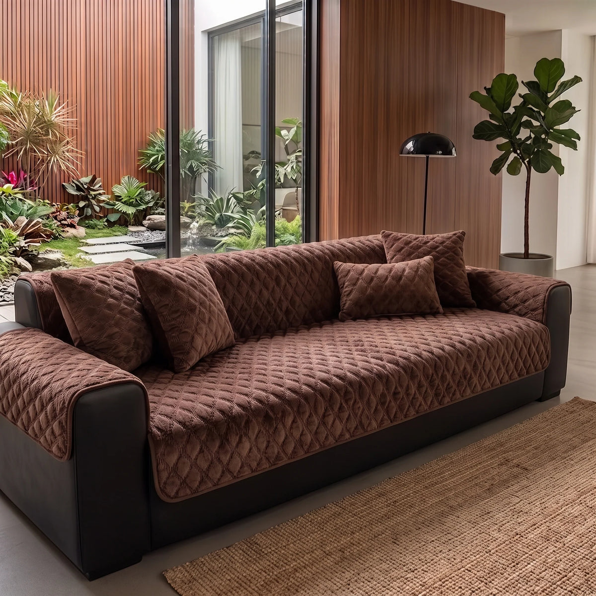 Sofa Cover Panel Quilted Plush Non-Slip Backing