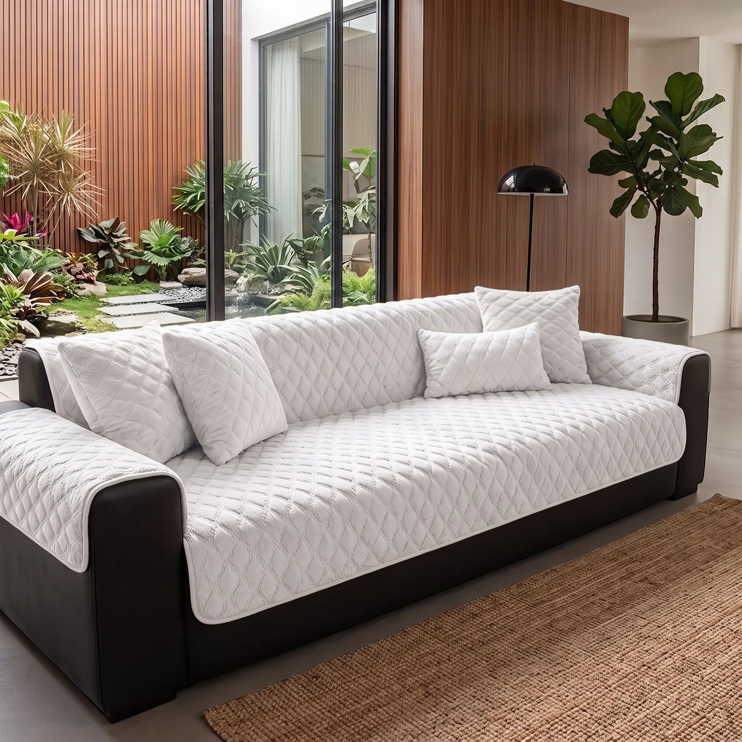 Sofa Cover Panel Quilted Plush Non-Slip Backing