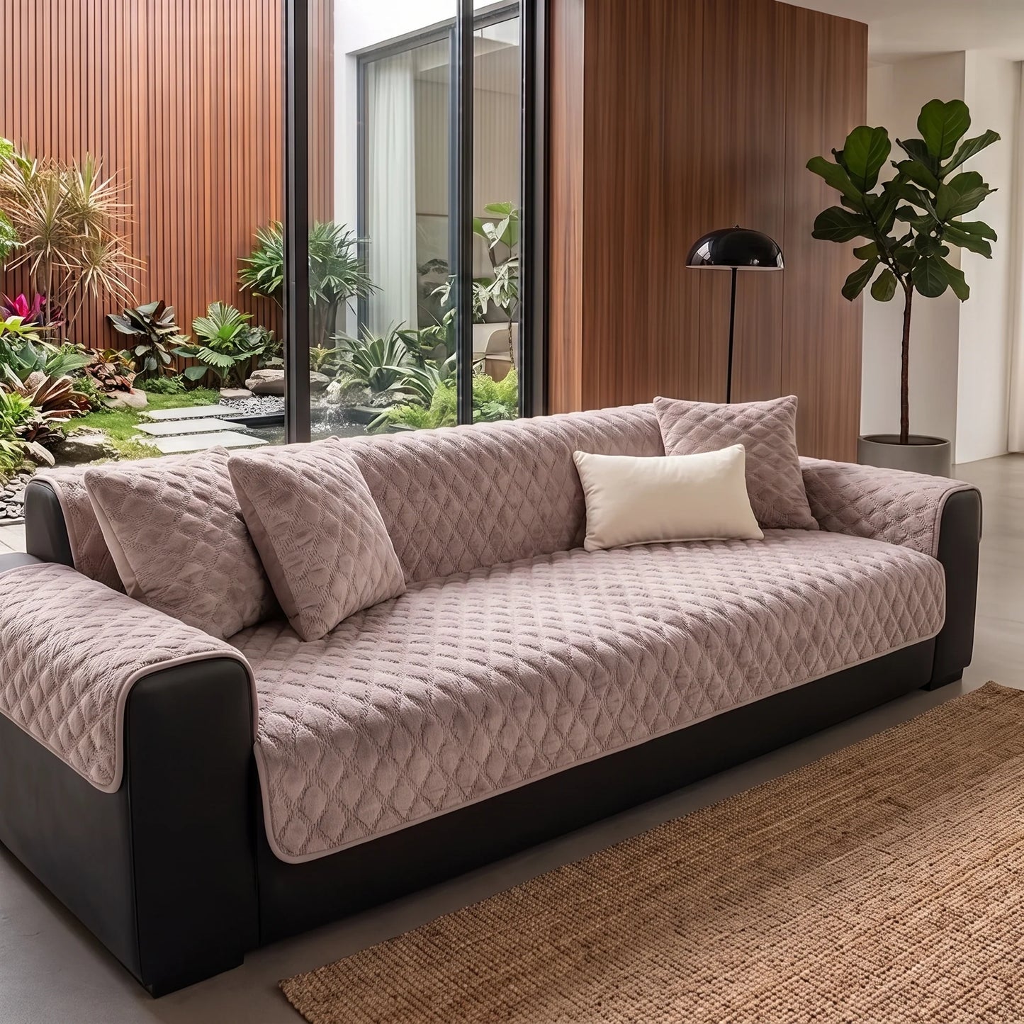 Sofa Cover Panel Quilted Plush Non-Slip Backing
