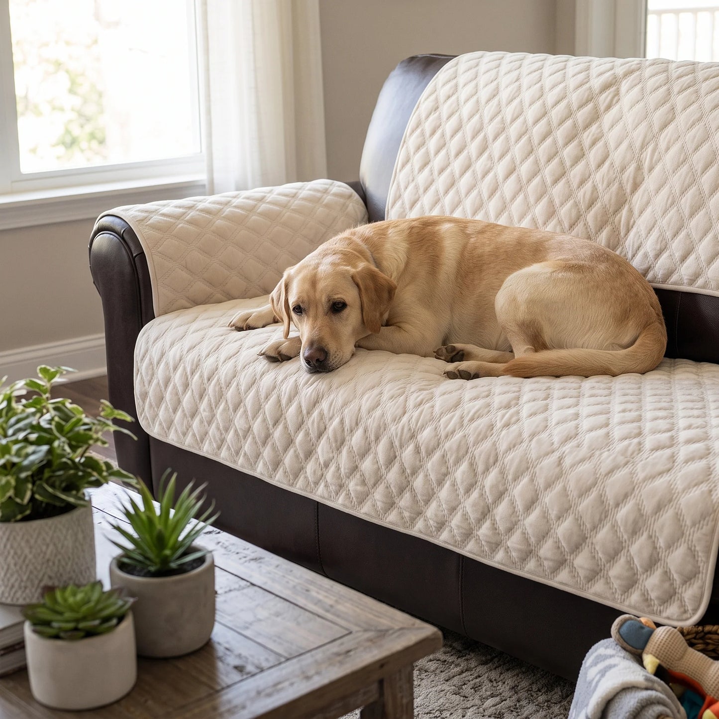 Sofa Cover Panel Quilted Plush Non-Slip Backing