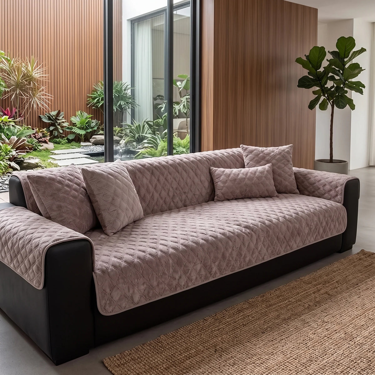 Sofa Cover Panel Quilted Plush Non-Slip Backing