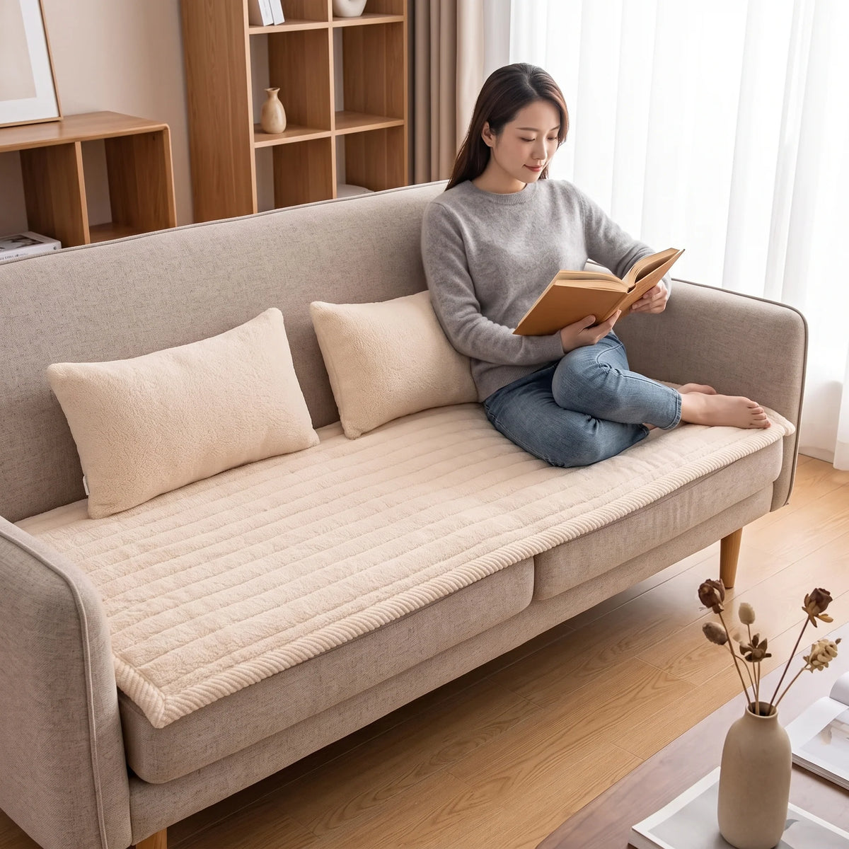 Sofa Cover Plush Non-Slip Multiple Sizes