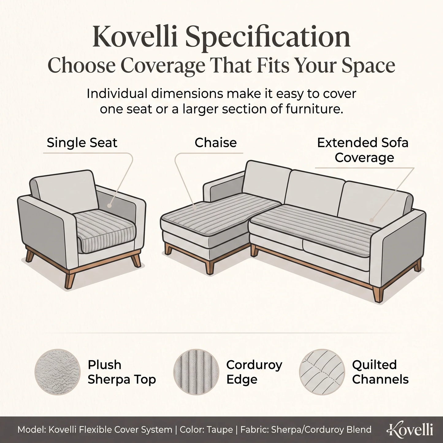 Sofa Cover Plush Non-Slip Multiple Sizes