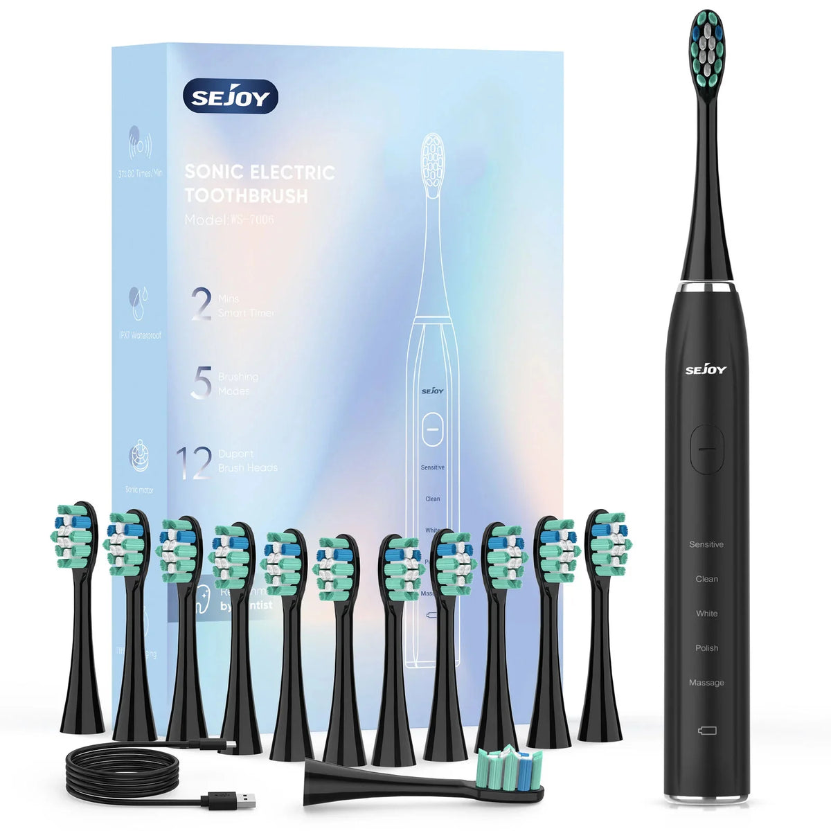 Sonic Electric Toothbrush 37,200 VPM 30-Day Battery