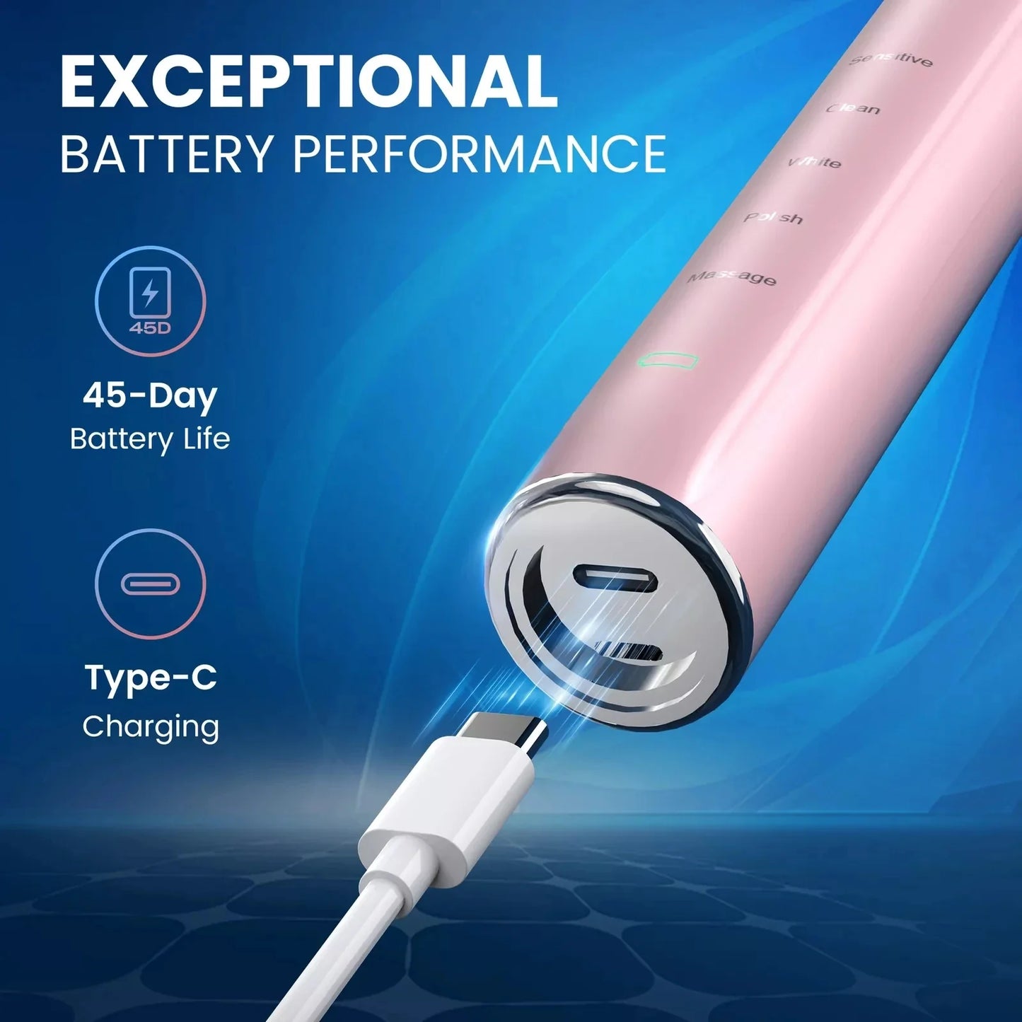 Sonic Electric Toothbrush 37,200 VPM 30-Day Battery