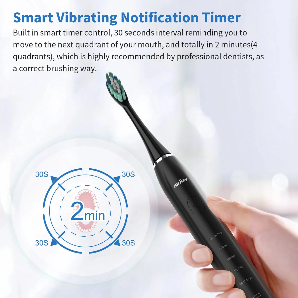 Sonic Electric Toothbrush 37,200 VPM 30-Day Battery