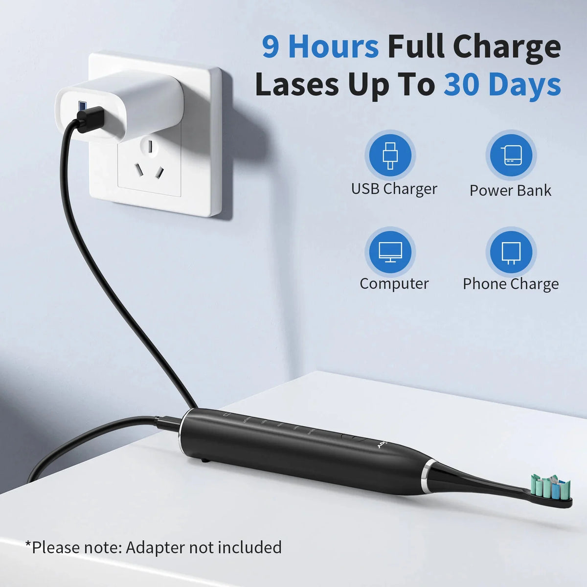 Sonic Electric Toothbrush 37,200 VPM 30-Day Battery