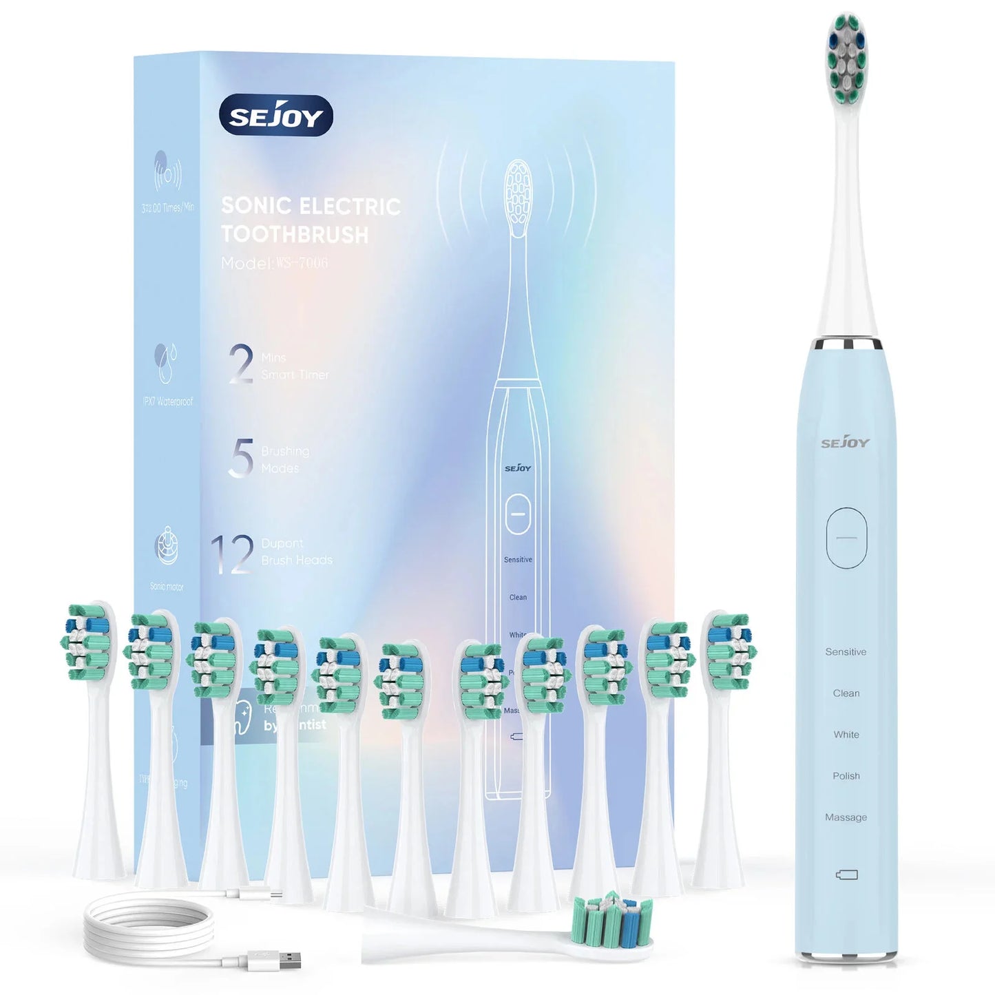 Sonic Electric Toothbrush 37,200 VPM 30-Day Battery