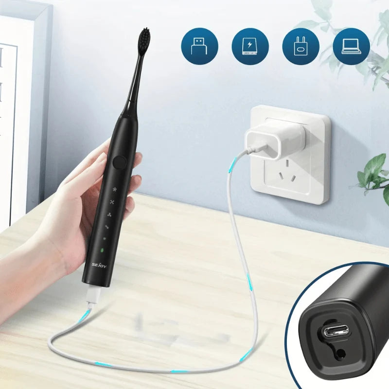 Sonic Electric Toothbrush USB-C Rechargeable 8 Replacement Heads