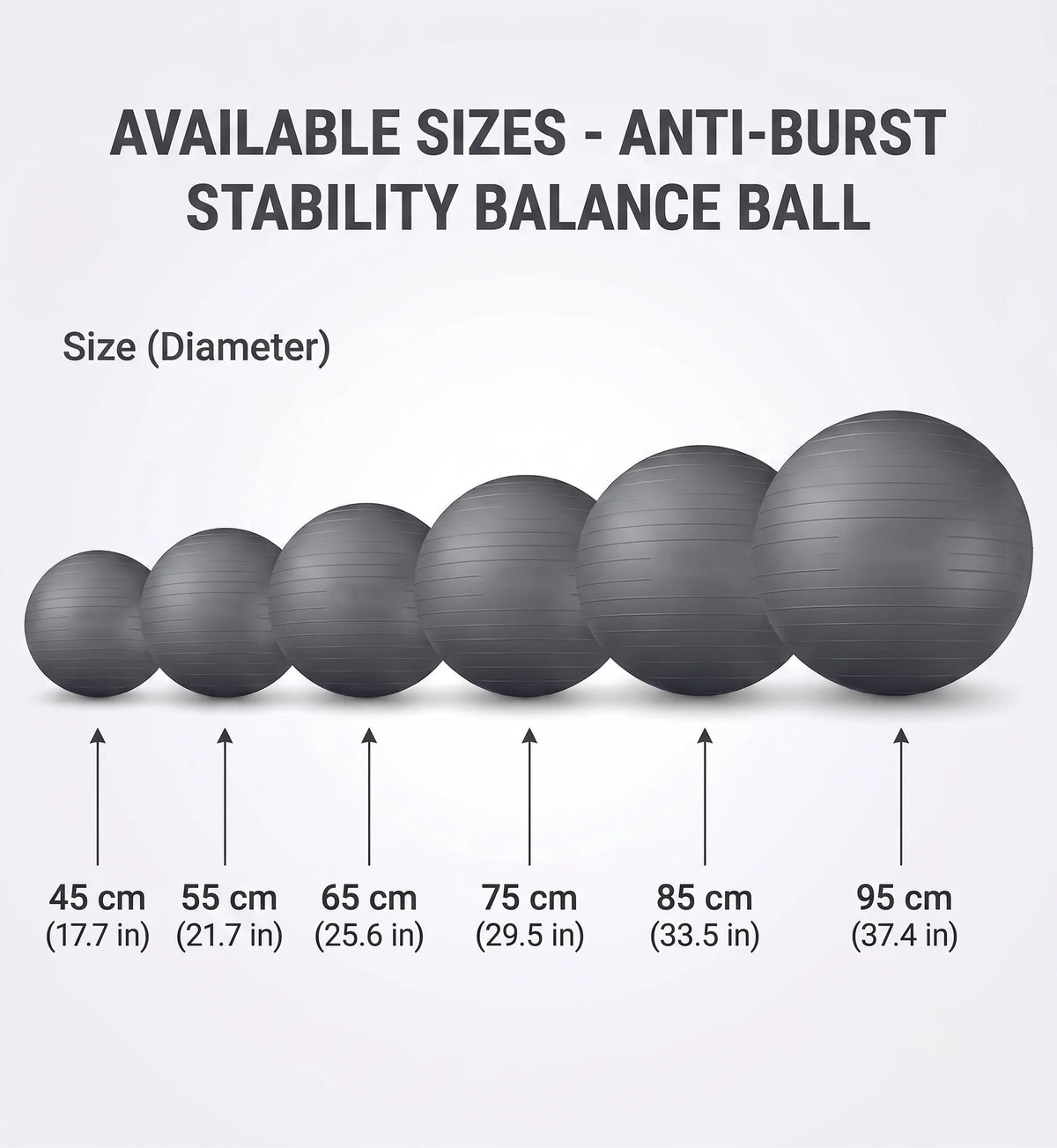 Stability Ball Anti-Burst Includes Pump Multiple Sizes