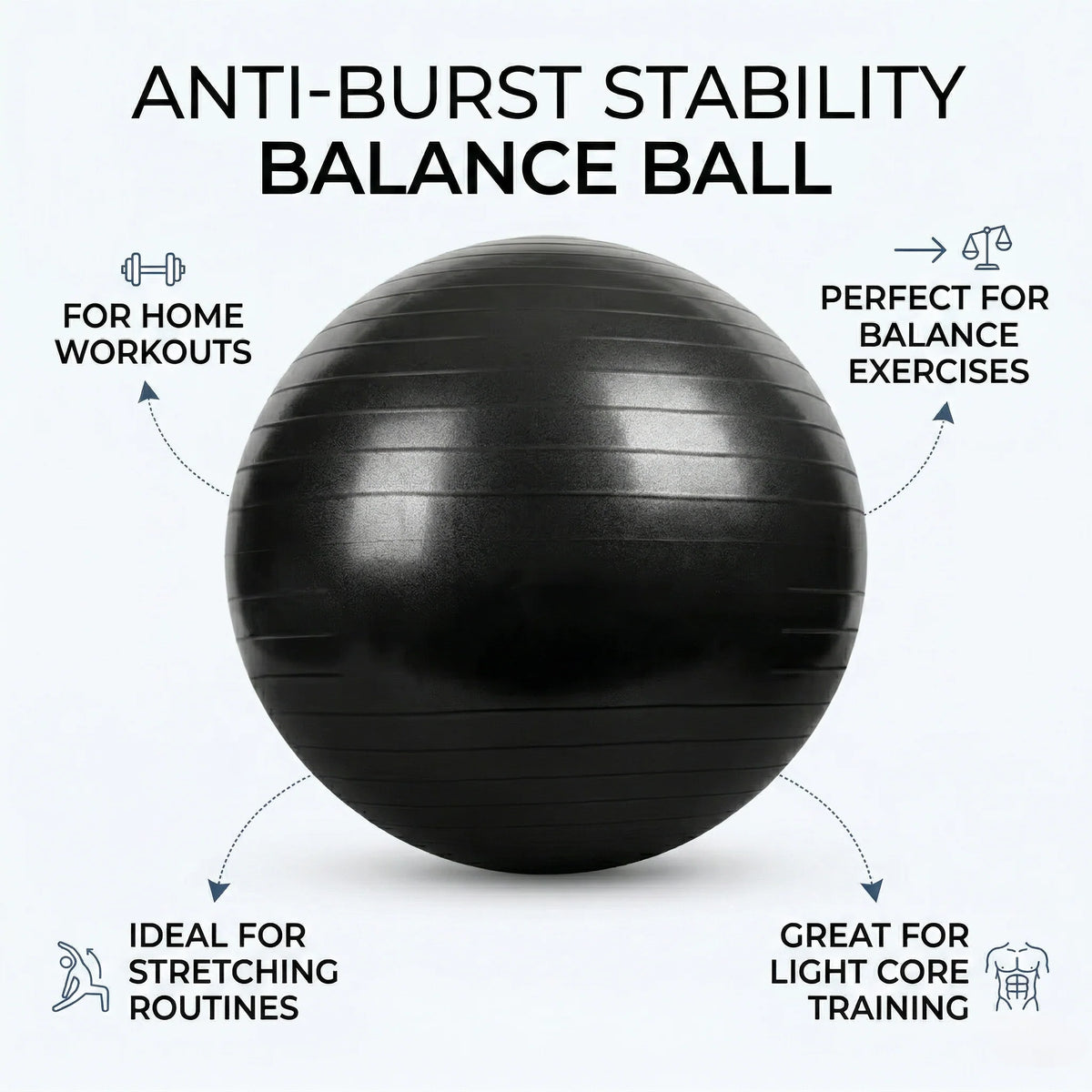 Stability Ball Anti-Burst Includes Pump Multiple Sizes