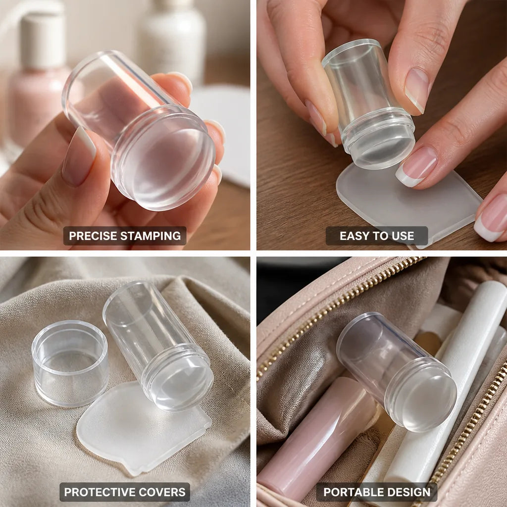 Stamping Kit French Manicure Transparent Silicone Protective Cap
