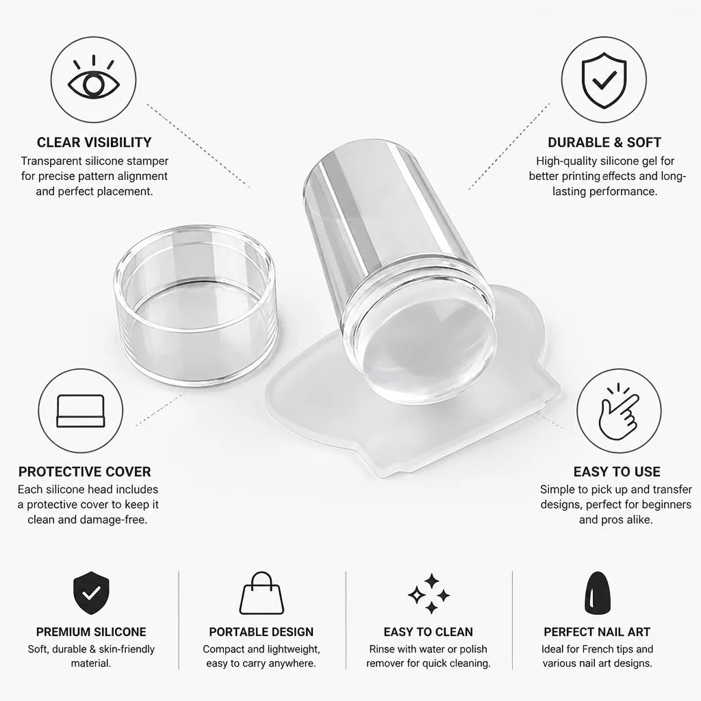 Stamping Kit French Manicure Transparent Silicone Protective Cap