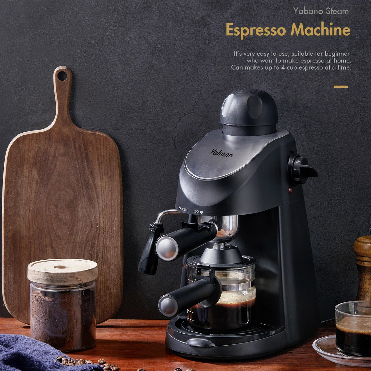 Steam Espresso Machine Built-In Frother 4-Cup