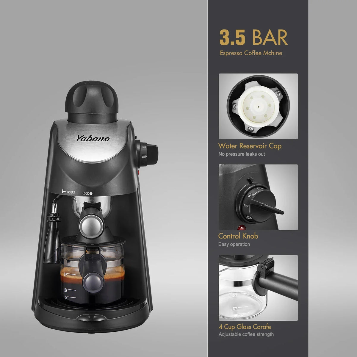 Steam Espresso Machine Built-In Frother 4-Cup