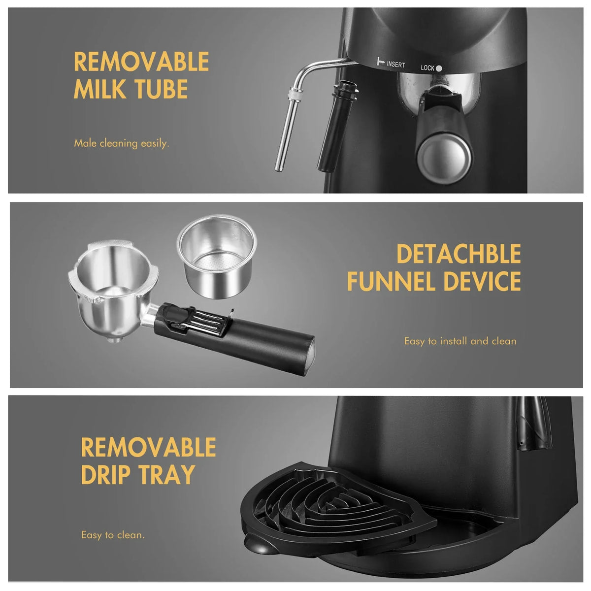 Steam Espresso Machine Built-In Frother 4-Cup