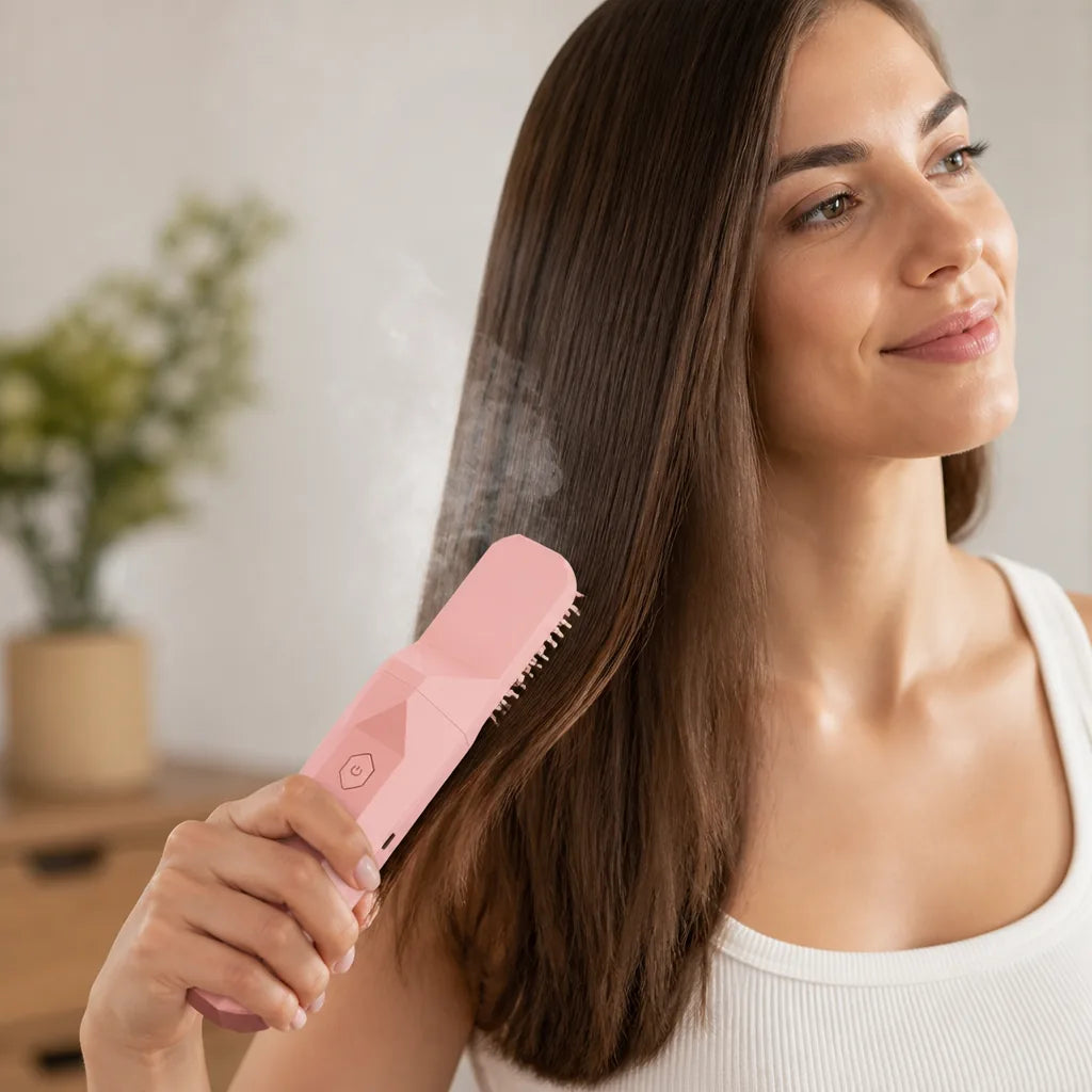 Steam Hair Brush Cordless Rechargeable Frizz Control