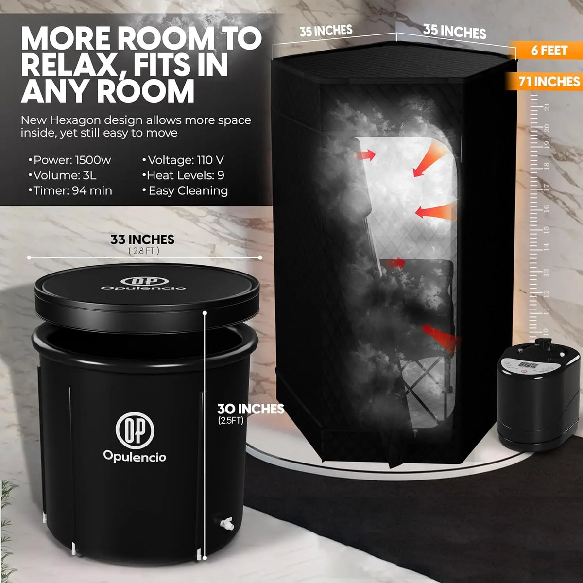Steam Sauna Tent Foldable 9 Heat Levels Integrated Ice Bath