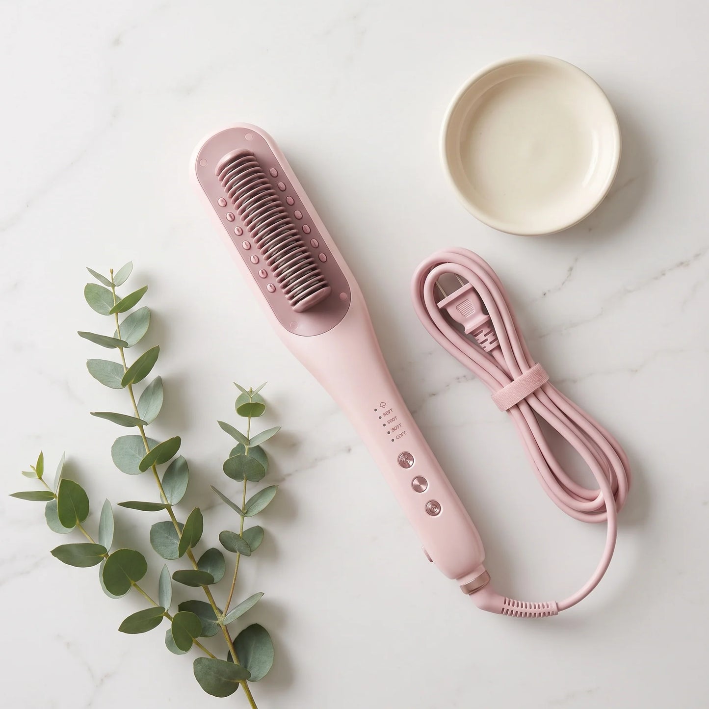 Straightening Brush Steam-Infused Ceramic Bristles & Anti-Scald Tips