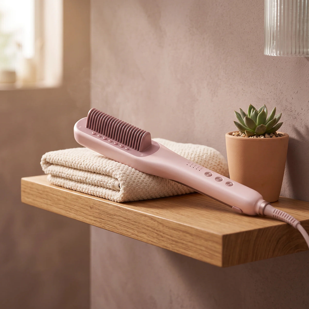Straightening Brush Steam-Infused Ceramic Bristles & Anti-Scald Tips
