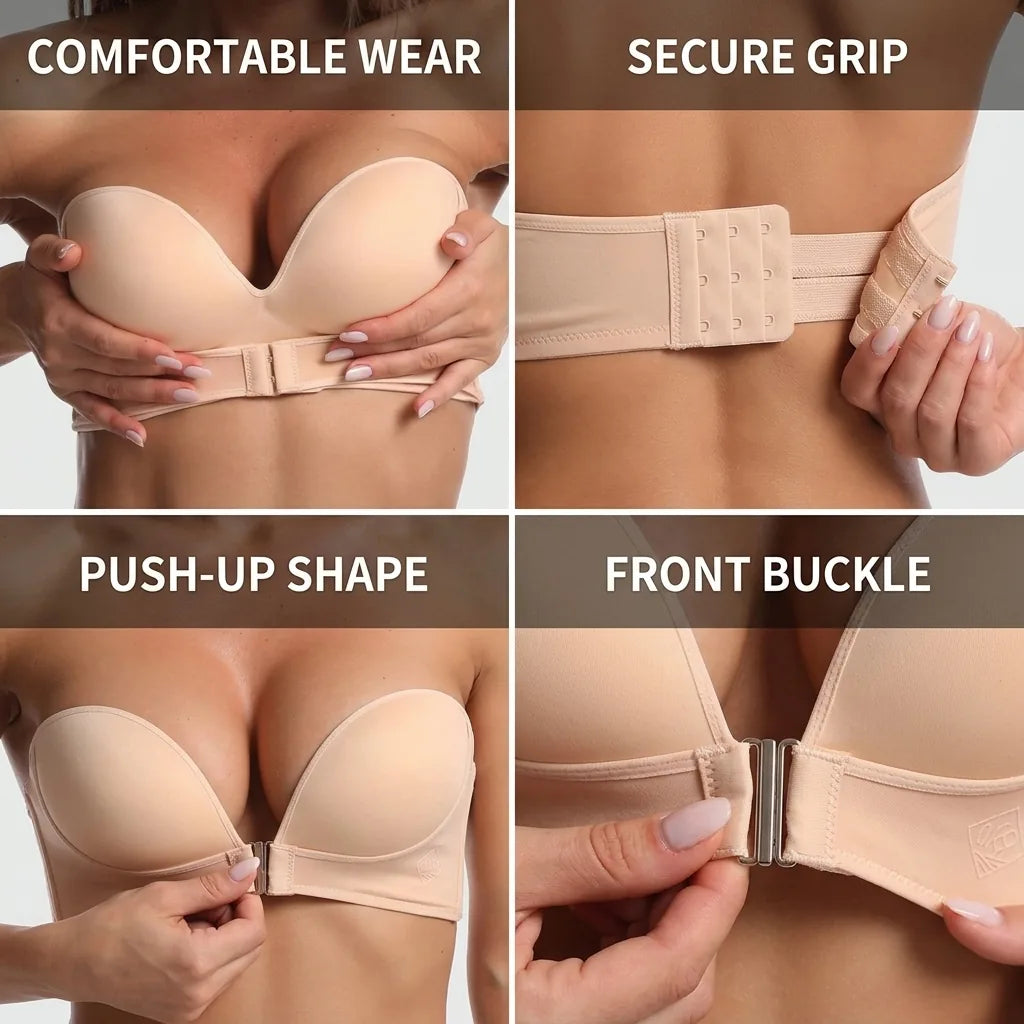 Strapless Bra Push-Up Front Buckle & Double Closure