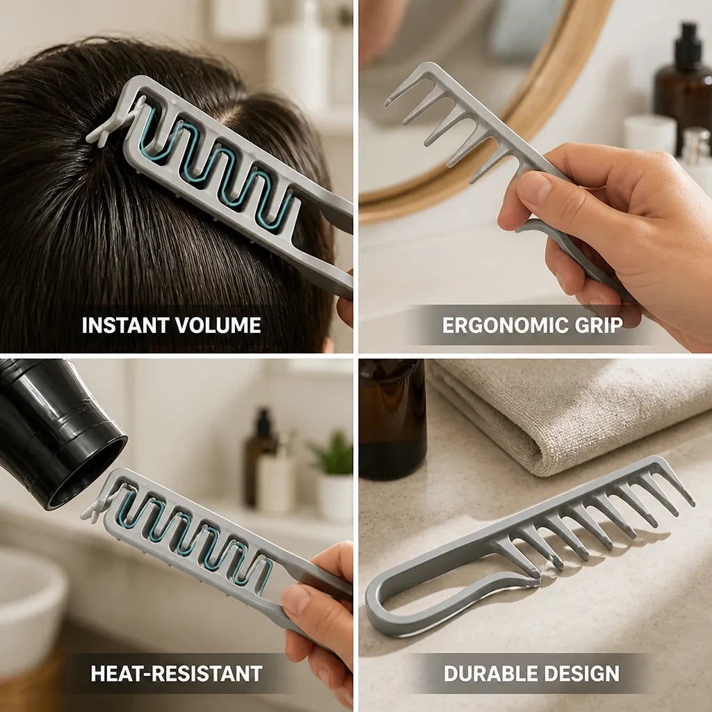Styling Comb Instant Volumizing Ergonomic Grip Heat-Resistant