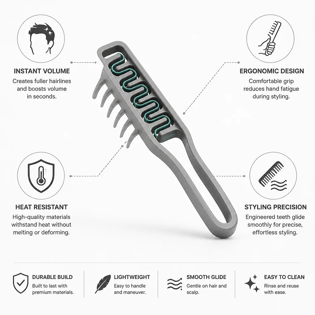 Styling Comb Instant Volumizing Ergonomic Grip Heat-Resistant