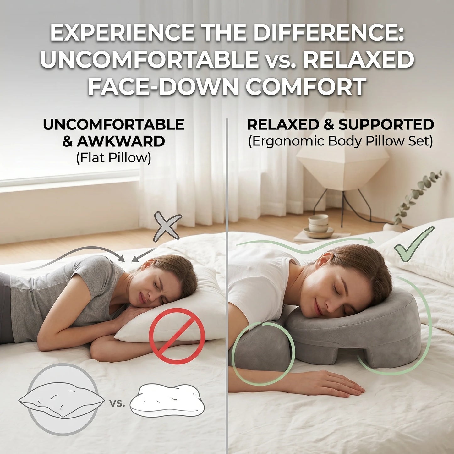 Support Pillow Ergonomic Face-Down Neck & Chest Alignment