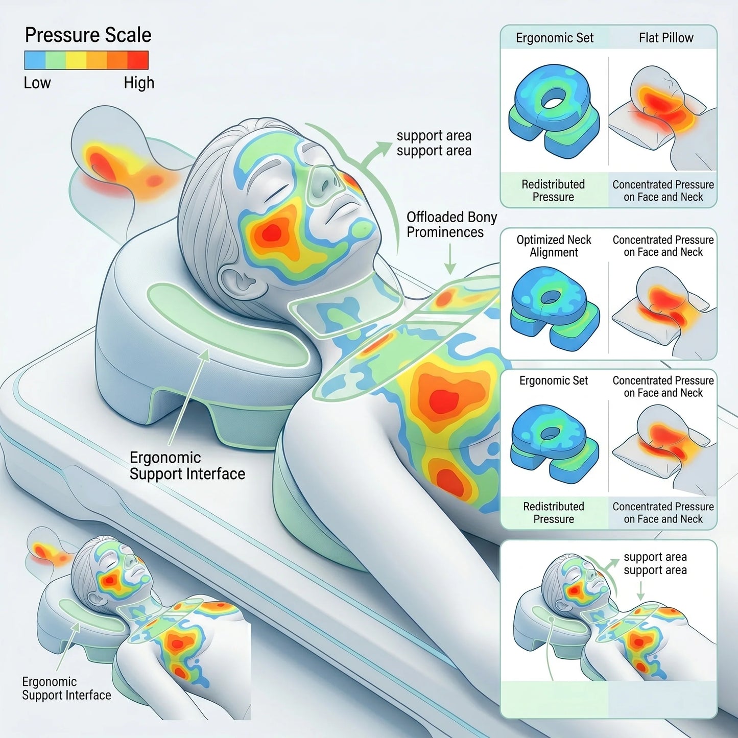 Support Pillow Ergonomic Face-Down Neck & Chest Alignment