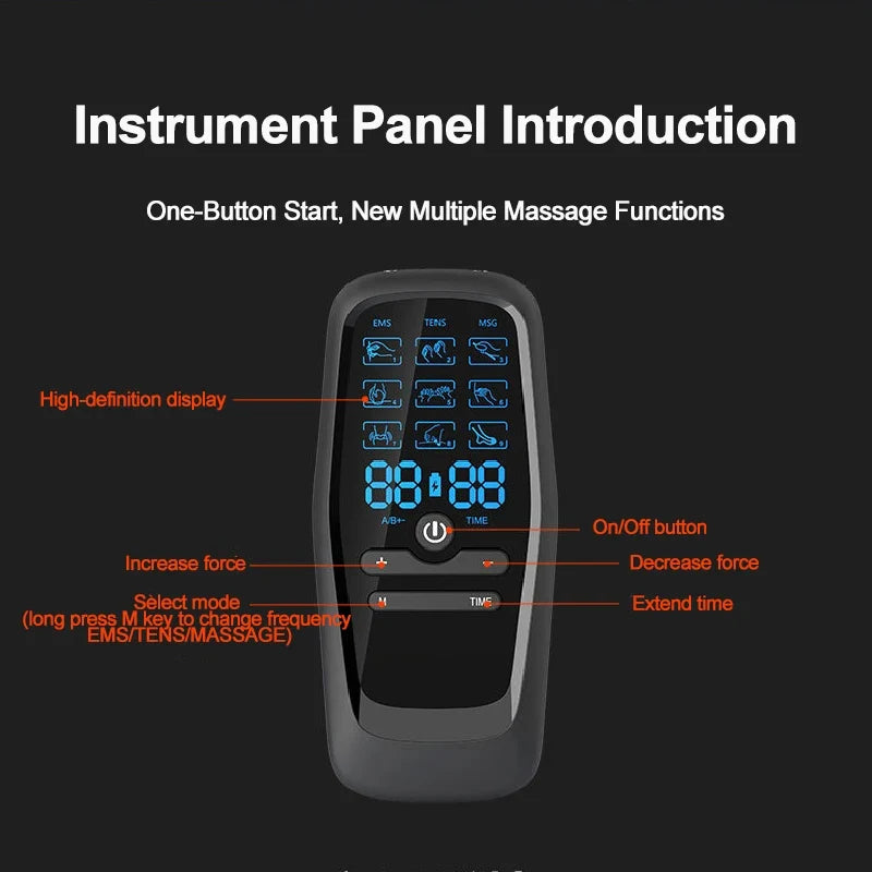 TENS & EMS Muscle Stimulator USB Rechargeable Reusable Pads