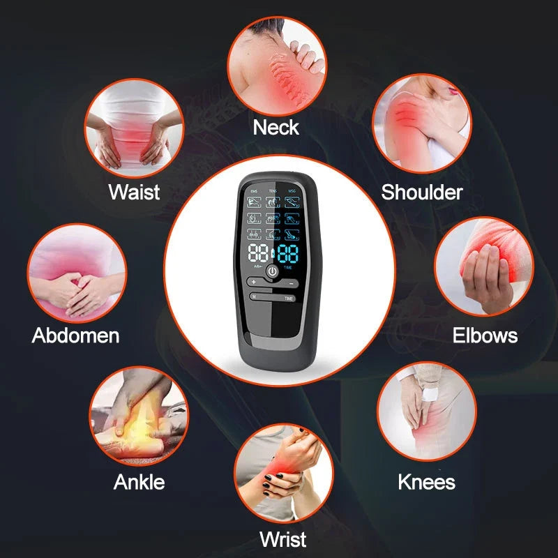 TENS & EMS Muscle Stimulator USB Rechargeable Reusable Pads